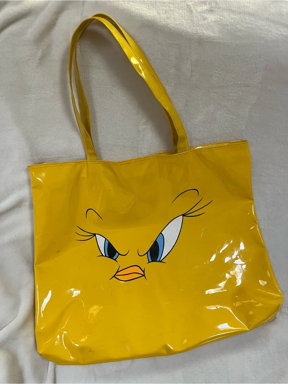 Vintage 1997 Looney Tunes Tweedy Bird Piolin Yellow Vinyl Tote Bag | *see pics*
